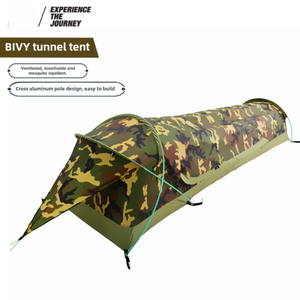 thickened single tent, outdoor camouflage tunnel tent, mountaineering, camping, windproof, portable waterproof camping tent