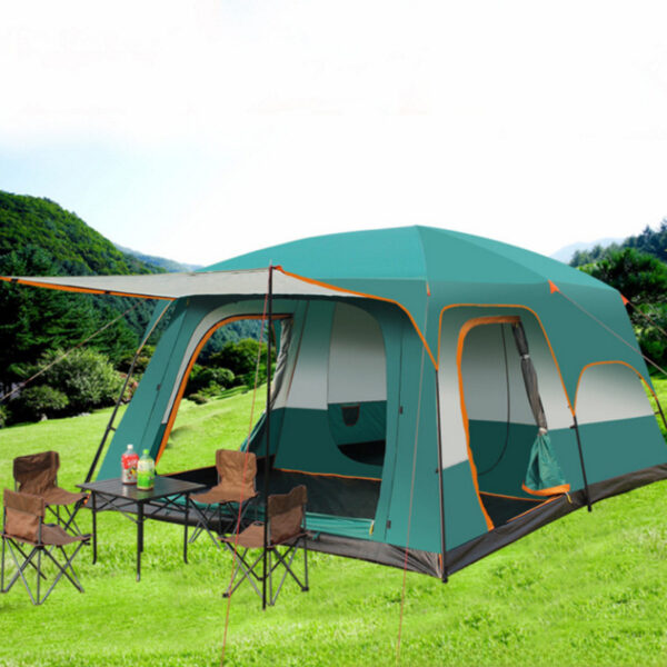 Factory wholesale outdoor canopy tent 2 bedrooms and 1 living room 5-8 people 8-12 people sunscreen and rainproof camping tent