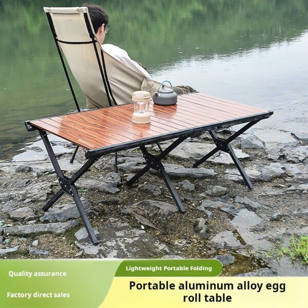 picnic camping folding table outdoor portable simple aluminum alloy table barbecue table leisure aluminum plate table