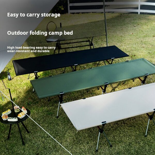 Outdoor ultra-wide marching bed 80CM lightweight 7075 folding bed height adjustable simple thickened camping lunch break bed