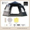 Black hexagonal tent + moisture-proof mat + picnic mat