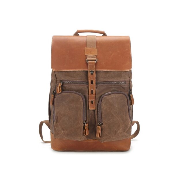 retro travel crazy horse leather oil wax canvas backpack casual retro men’s backpack outdoor sports bag